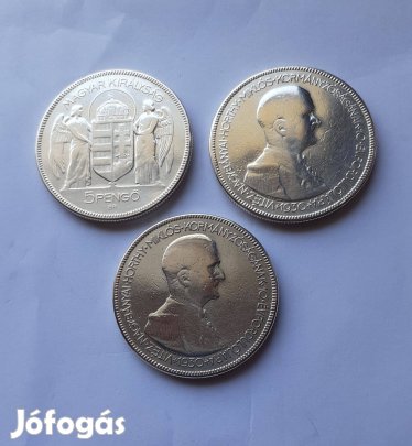 Ezüst Horthy 5 Pengő, Ezüst Schilling, Ezüst Német Birodalmi Márka