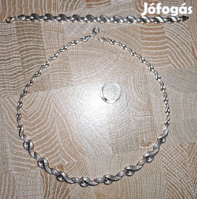 Ezüst ékszer szett, nyakék, karkötő, gyűrű