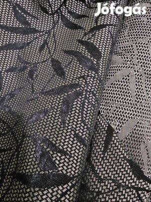 Ezüst fekete levél mintás anyag egyben kb 25 méter