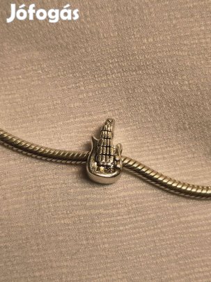 Ezüst gitár Pandora stílusú charm