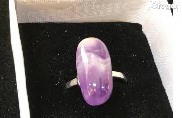Ezüst gyűrű nagy ametiszttel, 19 mm, Új!