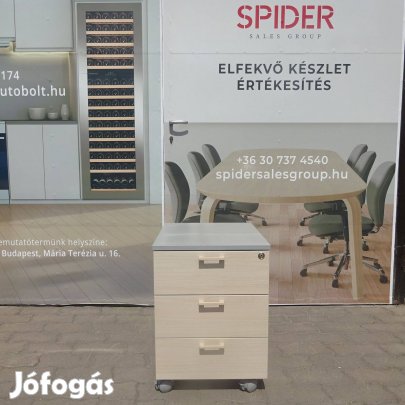 Ezüst-juhar színű irodai konténer, tároló, gurulós, 3fiókos - használt
