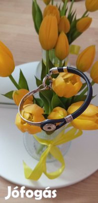 Ezüst-kaucsuk gyönyörű karperec, ékszer, karlánc, 22 cm, 14 gramm