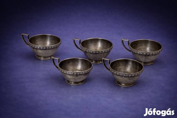 Ezüst kávés csésze szett 5 darabos