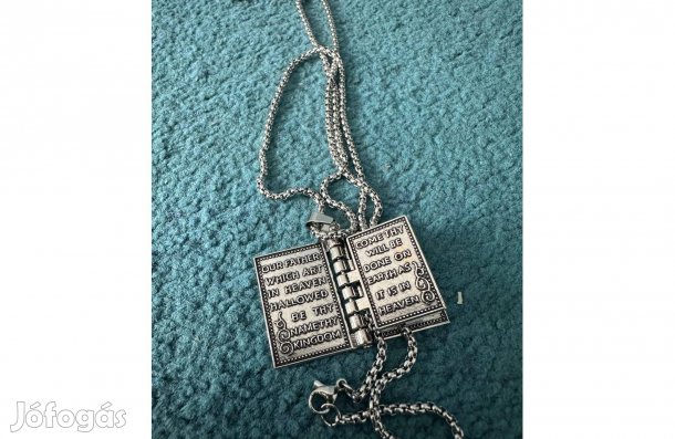 Ezüst nyaklánc,Biblia medállal olcsón elvihető!