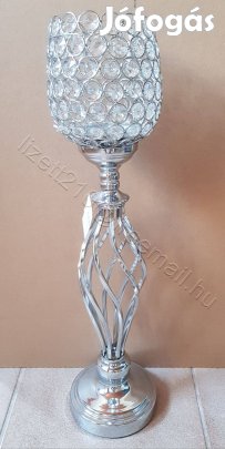 Ezüst színű nagy gyertyatartó mécsestartó új címkés esküvői dekorációa