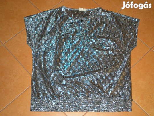 Ezüstösen csillogó rövid ujjú női felső XL-es XL szinte új 44-46-os