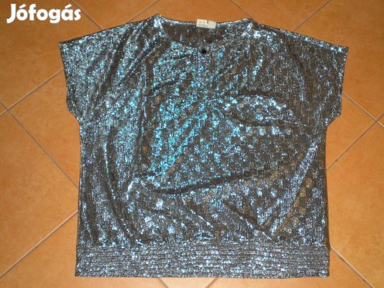 Ezüstösen csillogó rövid ujjú női felső XL-es XL szinte új