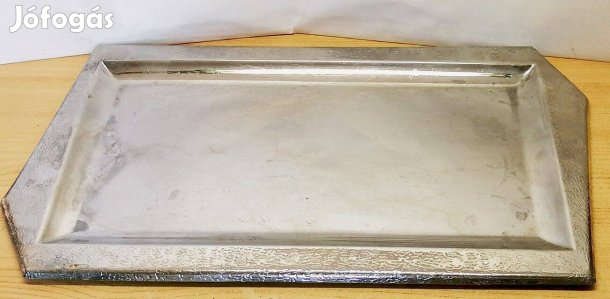 Ezüstözött Artdeco alpakka tálca dekoratív kézműves munka patinás álla