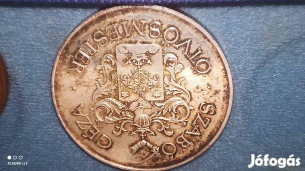 Ezüstözött Szabó Géza ötvösmester érméje, Szeged. Ritka. Utánvét 