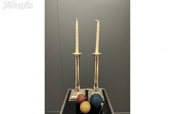 Ezüstözött Vintage gyertyatartó (2db) modern