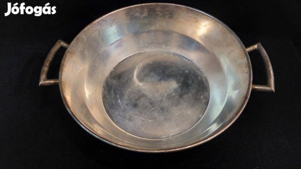 Ezüstözött alpakka tál, 6,5x23 cm + fül