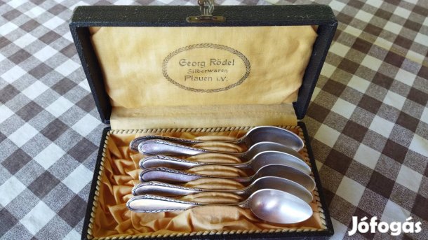 Ezüstözött kiskanál, teáskanál készlet, 6-os