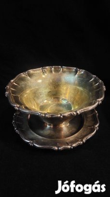 Ezüstözött leveses tál