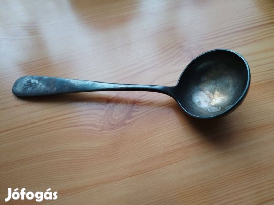 Ezüstözött szép patinás merőkanál Monogramos antik jelzett db