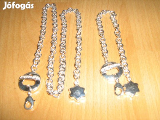 Ezüstözött új női karkötő és nyaklánc szett