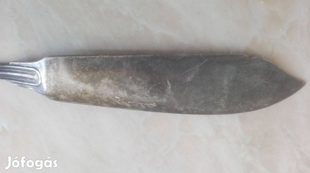 Ezüstözött vajazó kés 1800-as évek végéről szép Antik jelzett db