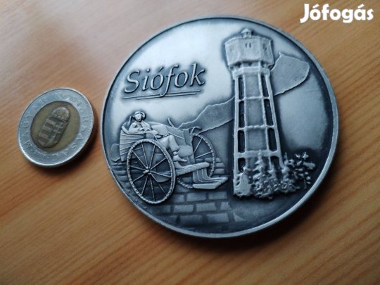 Ezüstpatinázott szép emlékérem "Siófok"