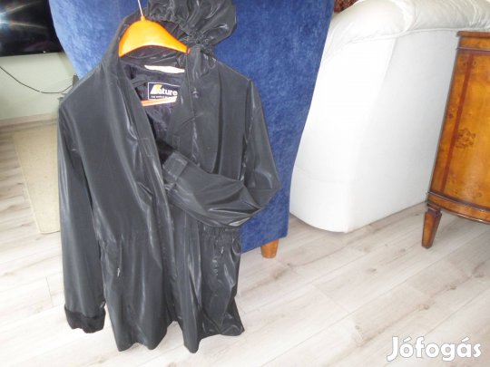 Ezüstszürke, csinos, női eső- és viharkabaat, kapucnis, XL méretben