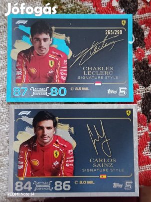 F1 Charles Lecrec és Carlos Sainz Signature kártya