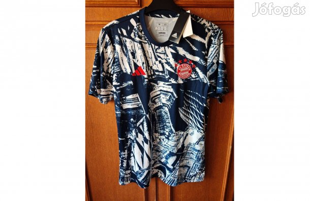 FC Bayern München eredeti adidas kék fehér mintás 2023-24 edzőmez