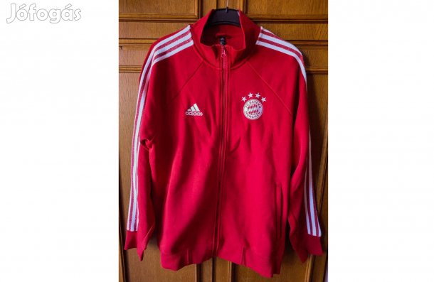 FC Bayern München eredeti piros fehér adidas cipzáras pulóver (L)