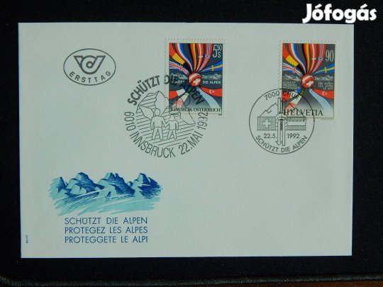 FDC 1992. Svájc és Ausztria közös kiadása - Védd az Alpokat!