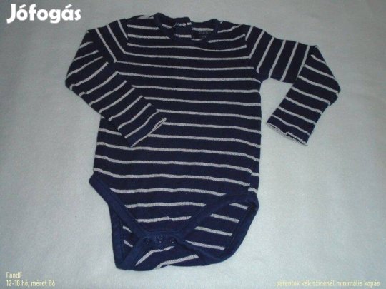 F&F csíkos és hosszú ujjú body 12-18 hó méret 86