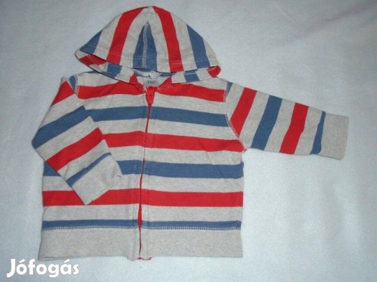 F&F csíkos kapucnis pulóver cipzáras kardigán 3-6 hó (méret 68)