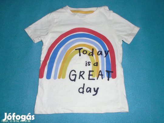 F&F fehér és mintás póló 12-18 hó (méret 86)