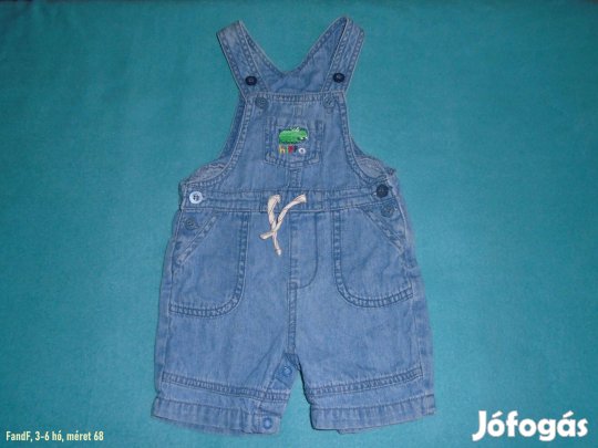 F&F kantáros farmerrövidnadrág 3-6 hó (méret 68)