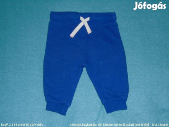 F&F kék aktív kötős jogger nadrág 3-6 hó (méret 68)