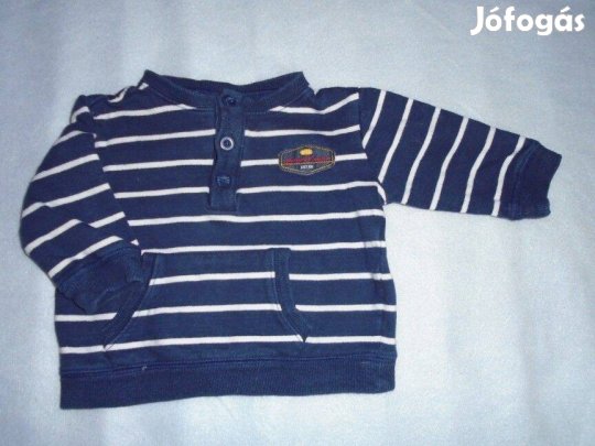 F&F kék és fehér csíkos pulóver 3-6 hó (méret 68)
