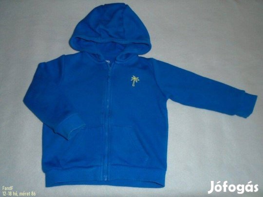 F&F kék és kapucnis cipzáras pulóver 12-18 hó (méret 86)
