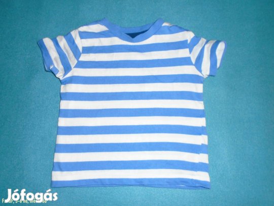 F&F kék fehér csíkos póló 3-6 hó (méret 68)