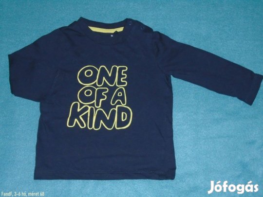 F&F kék hosszú ujjú felső 3-6 hó (méret 68)