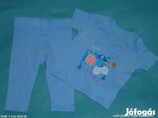 F&F kék szett nadrág és póló 3-6 hó (méret 68)