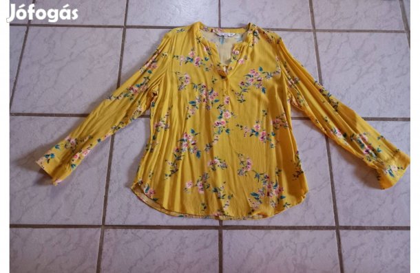 F&F márka sárga elegáns virágos blúz 42-es - Új