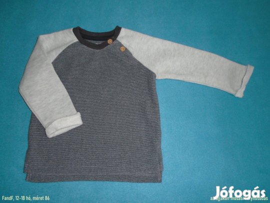 F&F szürke színű hosszú ujjú felső 12-18 hó (méret 86)