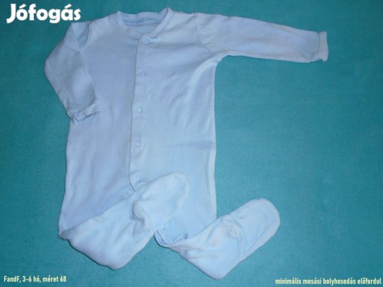 F&F világoskék színű rugdalózó 3-6 hó (méret 68)