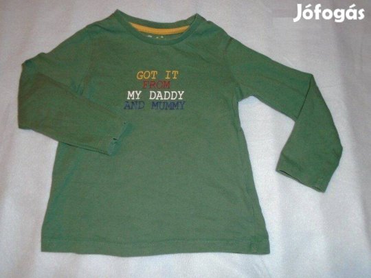 F&F zöld hosszú ujjú felső 2 évesre (méret 92)