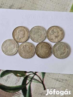 F.J osztrák magyar florin és forint ezüst érmék