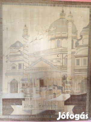 Fa Intarzia kép- Wien Karlskirche 