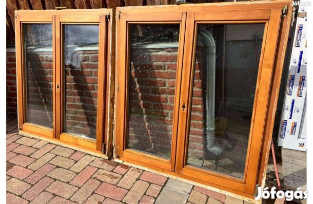 Fa ablak 2 db egyforma 118 x 129 cm szép állapotban!