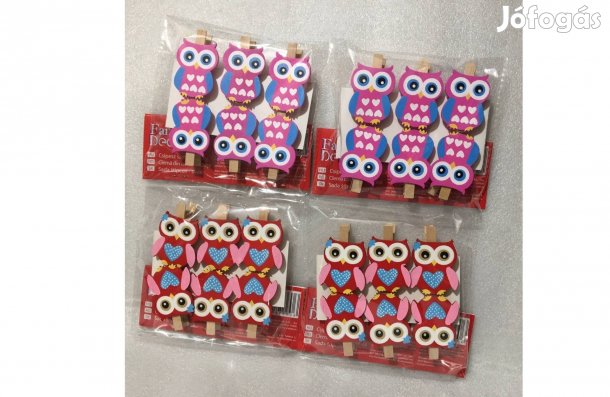 Fa csipesz 24 db bagoly fénykép jegyzet üdvözlőlap tartó dekoráció