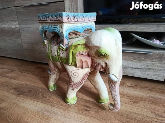 Fa elefánt virágtartó - ülőke - dekoráció