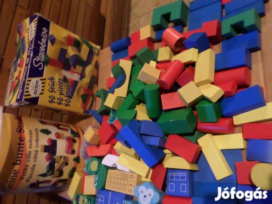 Fa építőkocka játék kocka 142 db Újszerű