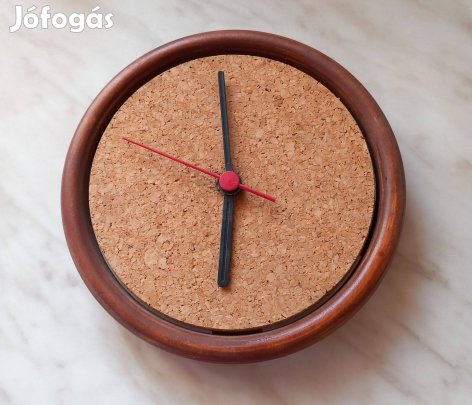 Fa és parafa quartz fali óra 18 cm átmérő - Új