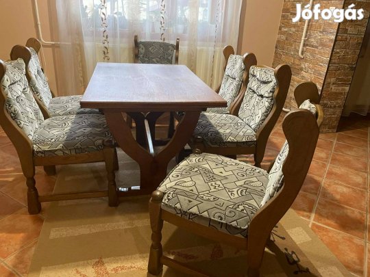Fa étkező asztal és székek