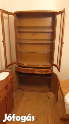 Fa étkező garnitúra (asztal, székek, tálalók)